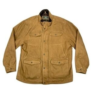 G.H.‎ Bass & Co. Barn Jacket XXL Brown Plaid Flannel Lined Corduroy Collar Coat